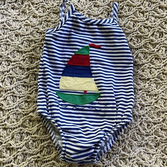 Bailey Boys Other - Bailey Boys Brand girls 1 piece swimsuit blue white stripes Sailboat size 2T